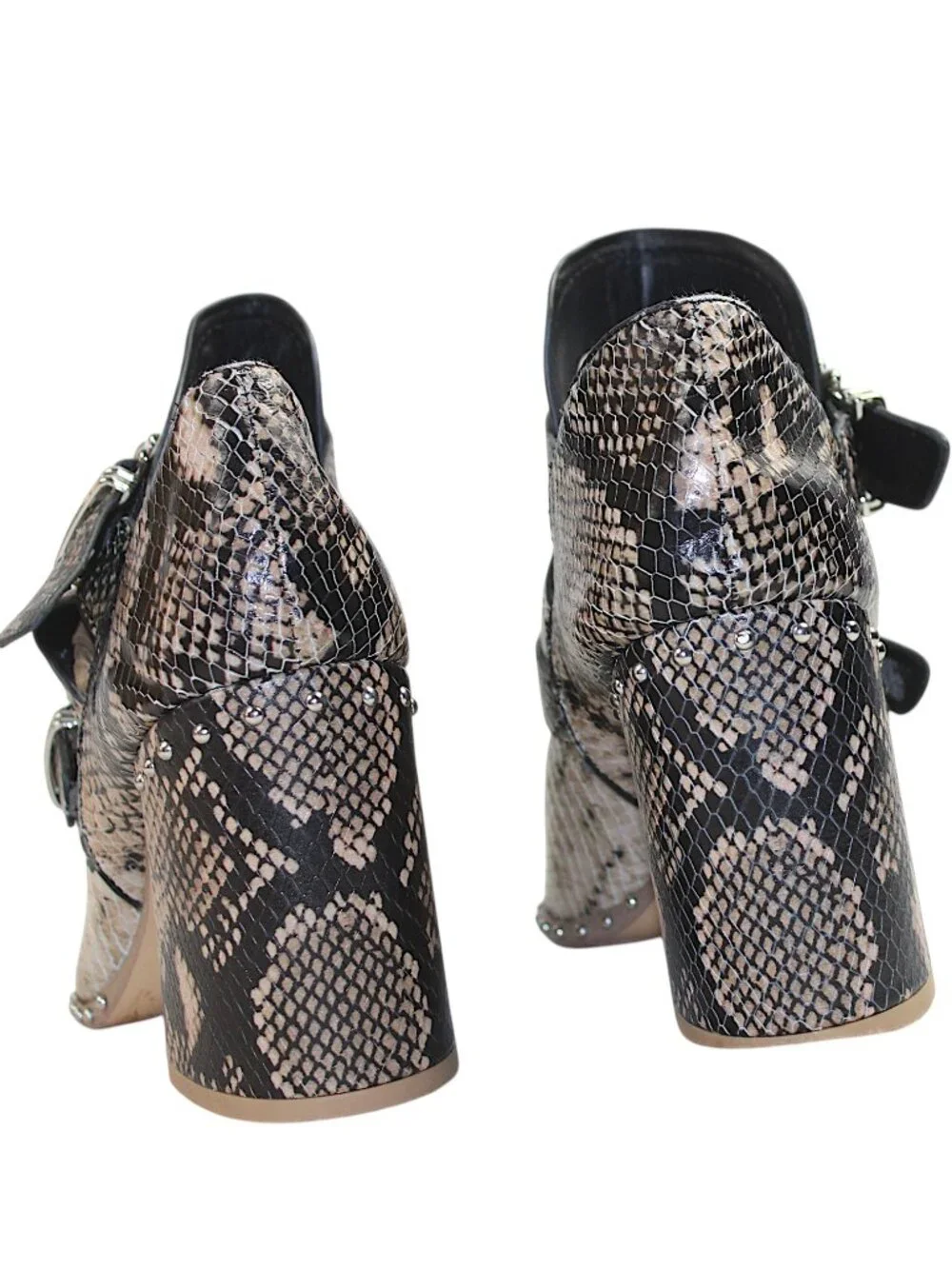 Gianni Bini Decie Snakeskin Studded Buckle Western Booties Size 8.5